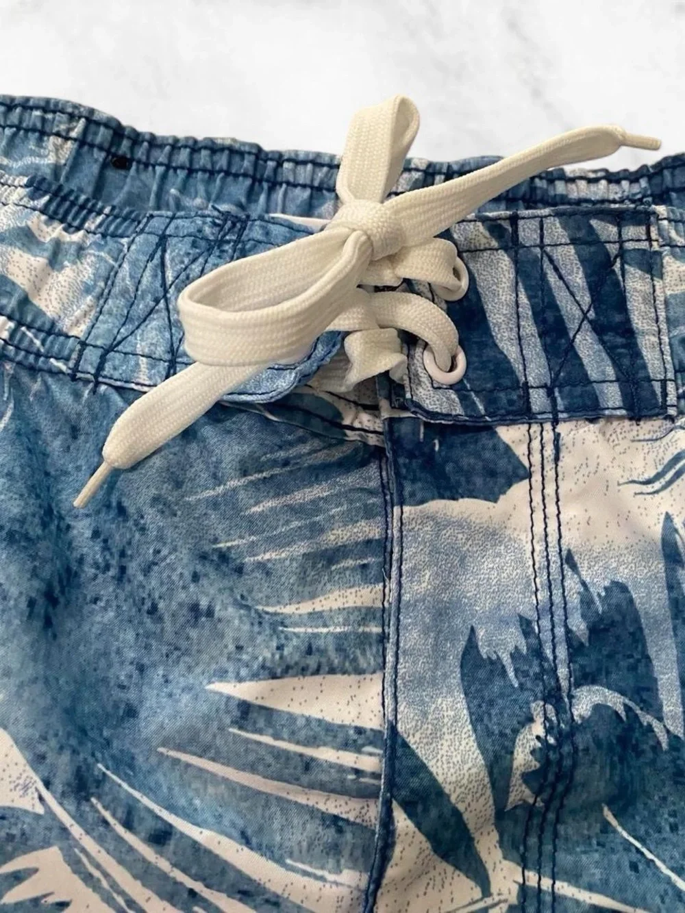 US Apparel Men's Blue Tropical Print Swim Shorts